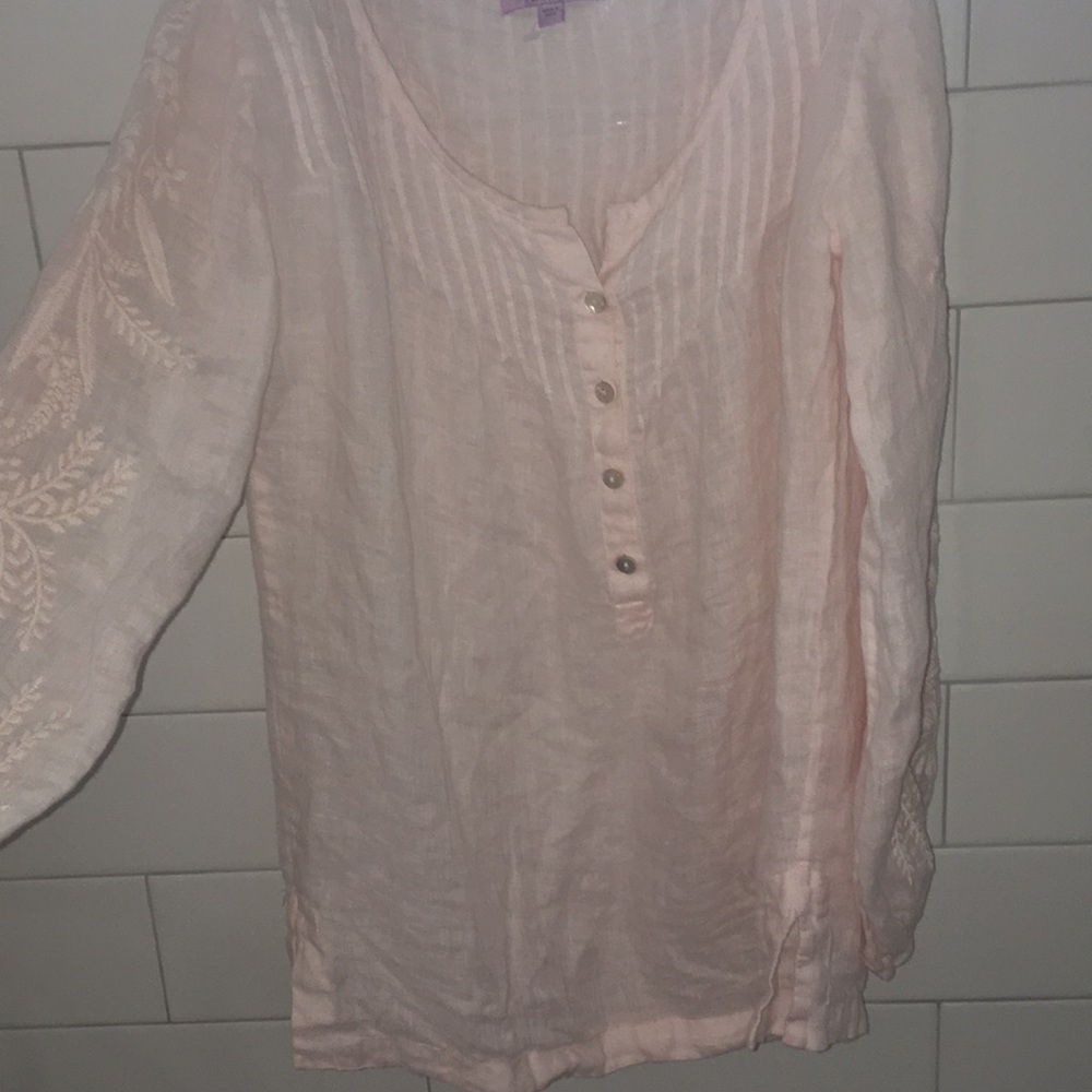 Calypso st Barth pale sheer linen blouse